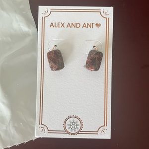 Alex and Ani Rainbow Jasper Gemstone Earrings, Rose Gold Filled